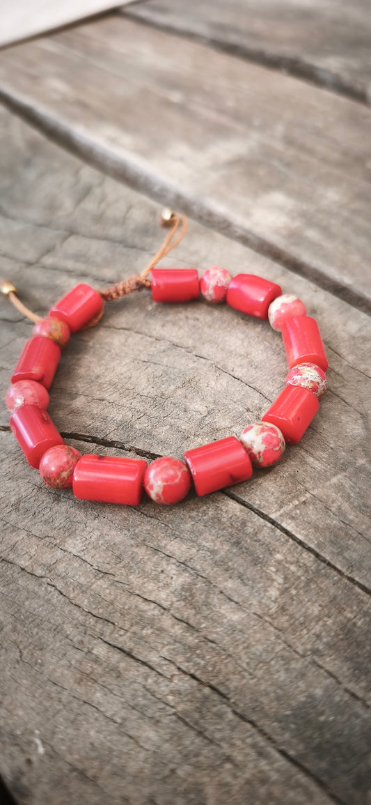Bracelet - Corail bambou et jaspe impérial