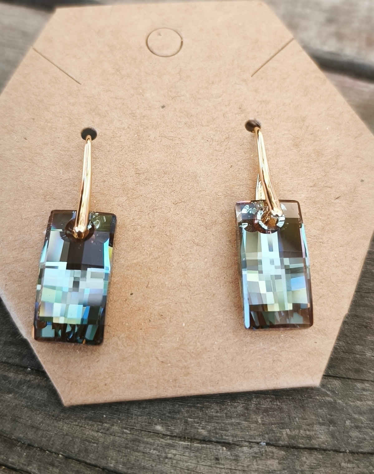 Boucle d'Oreilles Cristal - Éclats Gris Irisé