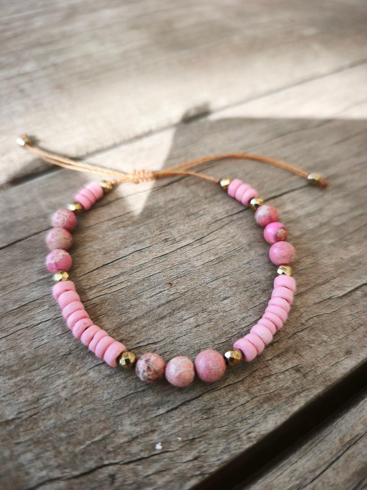 Bracelet Fin - Jaspe Coco rose