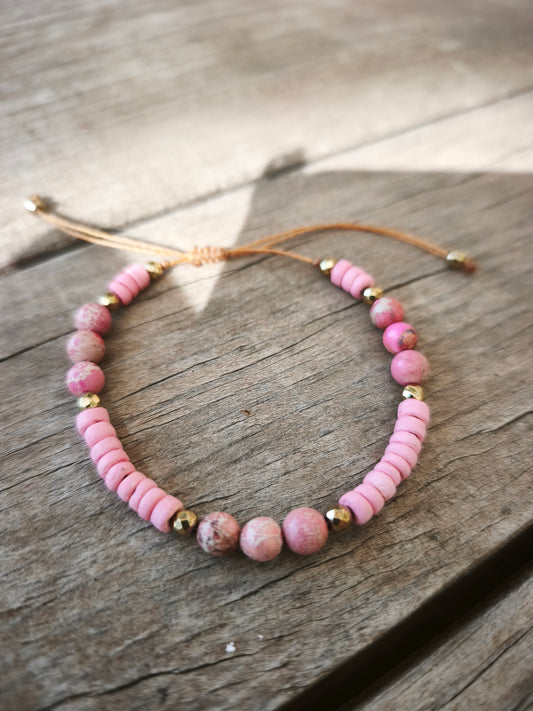 Bracelet Fin - Jaspe Coco rose