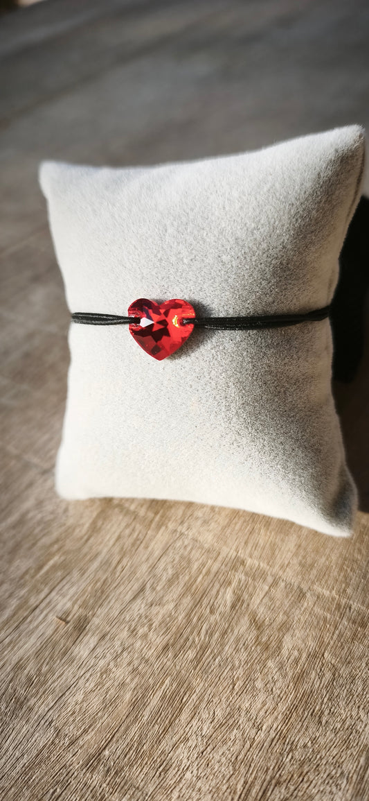 Bracelet - "Cristal" Cœur Rouge
